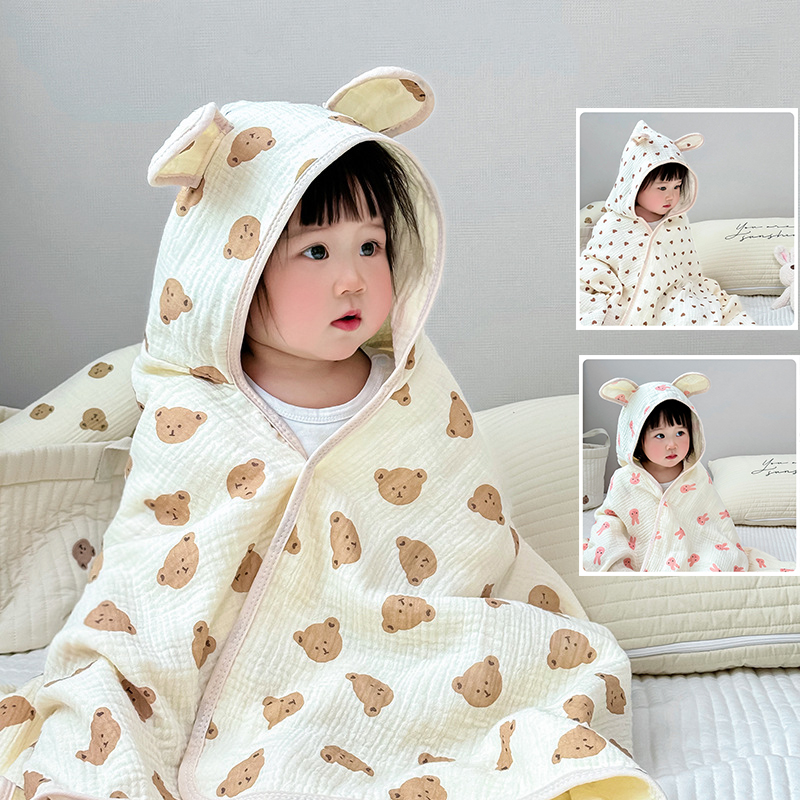 Hooded Bath Towel - منشفة استحمام الطفل 4 طبقات الشاش
