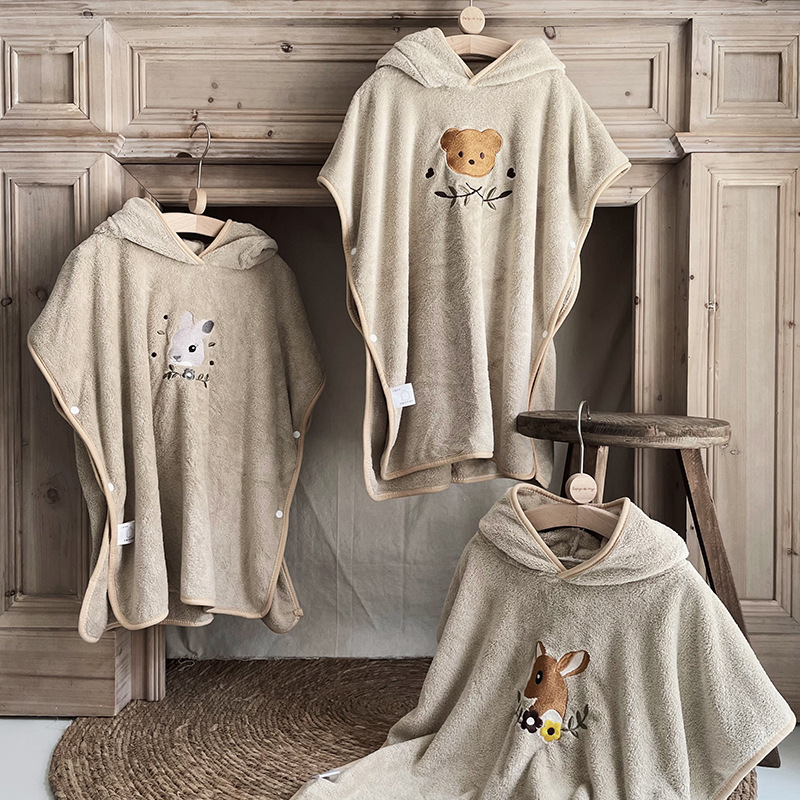 Hooded Bath Towel - الأطفال المرجان الصوف عباءات البشاكير مقنعين